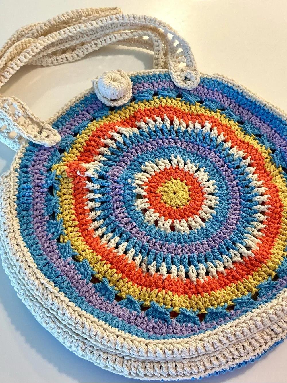 Boho Hippie Retro Shoulder Bag, Summer Crocheted Colorful Bag NEW - Picture 4 of 6